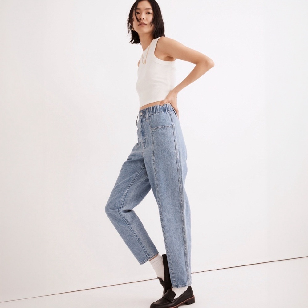 Maxwell Pull-On Balloon Jeans in Closson Wash: Paperbag Edition